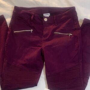 Purple Moto Style Pants with Zipper Pockets